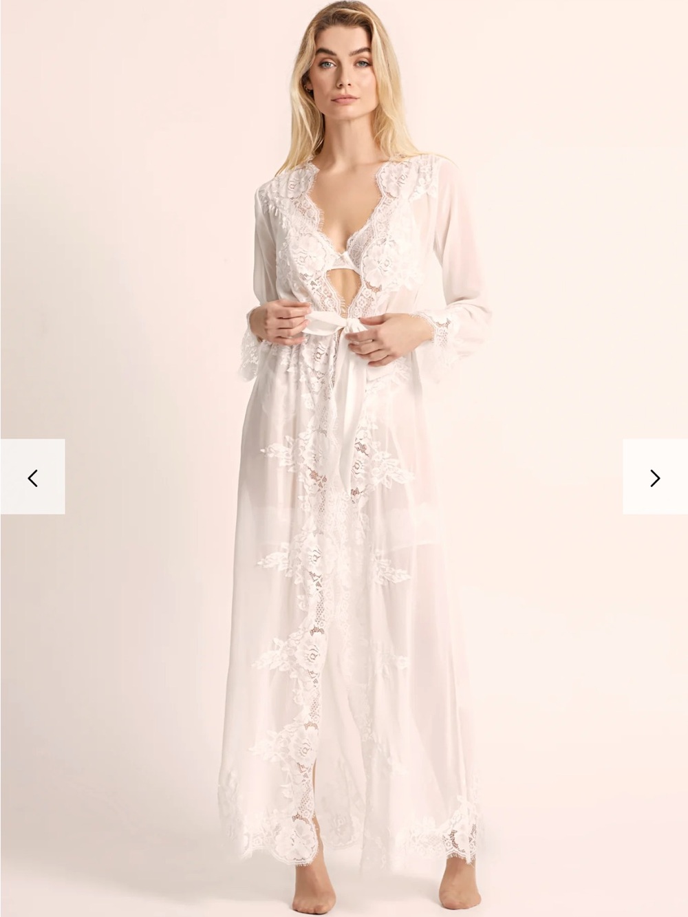 Homebodii Helena Lace Robe in White